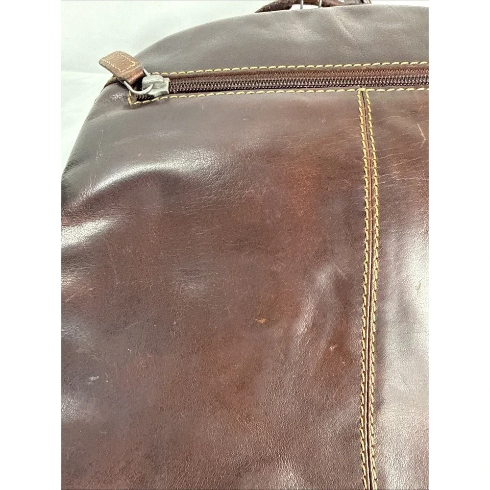 Jack Georges Voyager Small Brown Leather Crossbody Backpack Unisex.